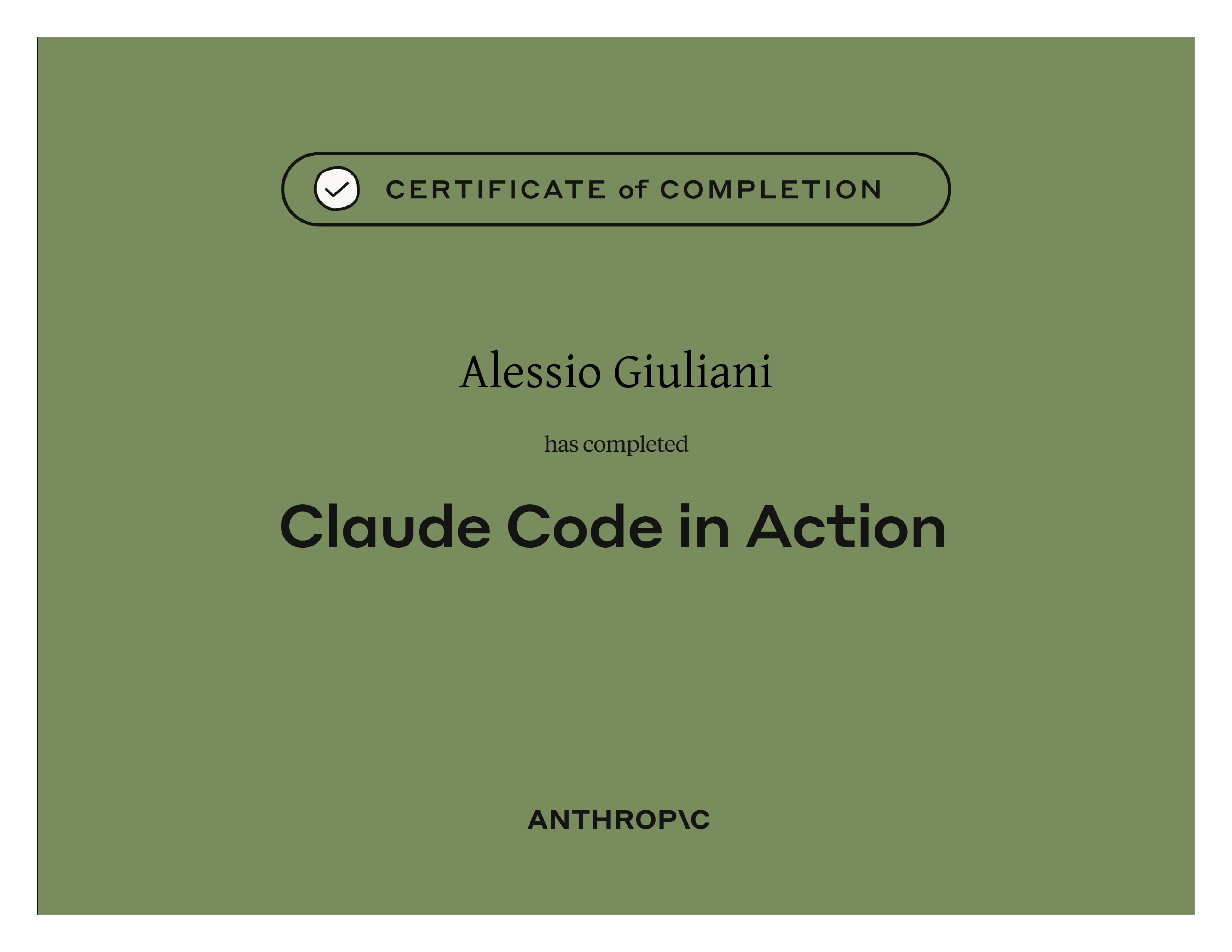 Certificato Claude Code in Action